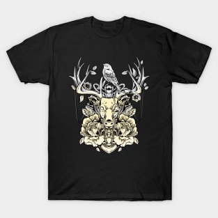 Deer and Bird Tattoo Design T-Shirt